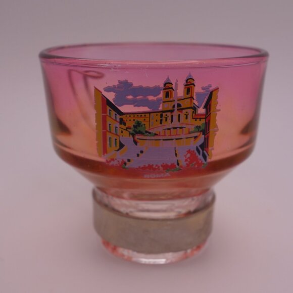 Set of Six(6) Roma Scene Glass Cups with Metal Handles - Picture 3 of 14